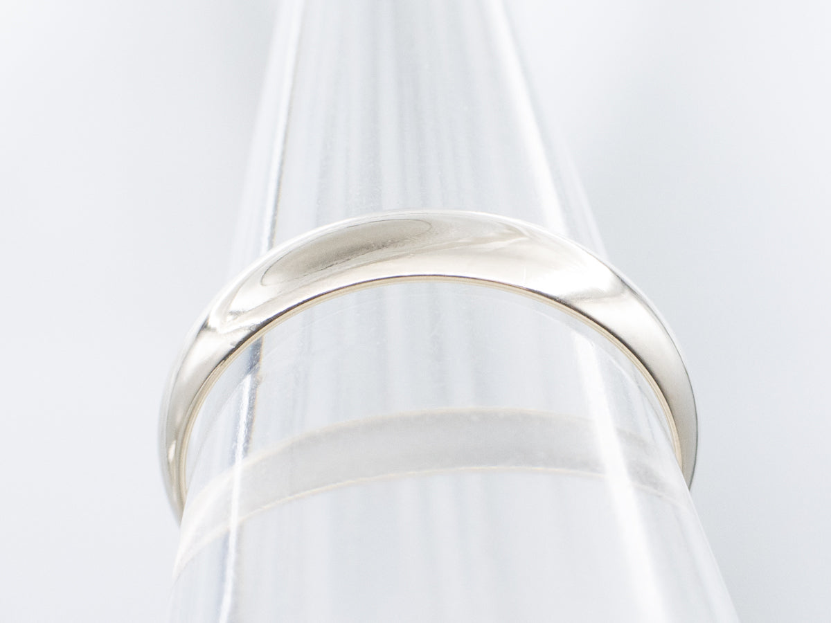 Unisex Half-Round Polished White Gold Band