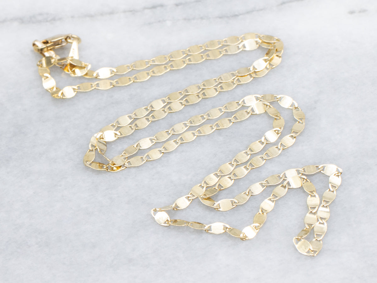 Yellow Gold Flat Mirror-Link Chain with Lobster Clasp