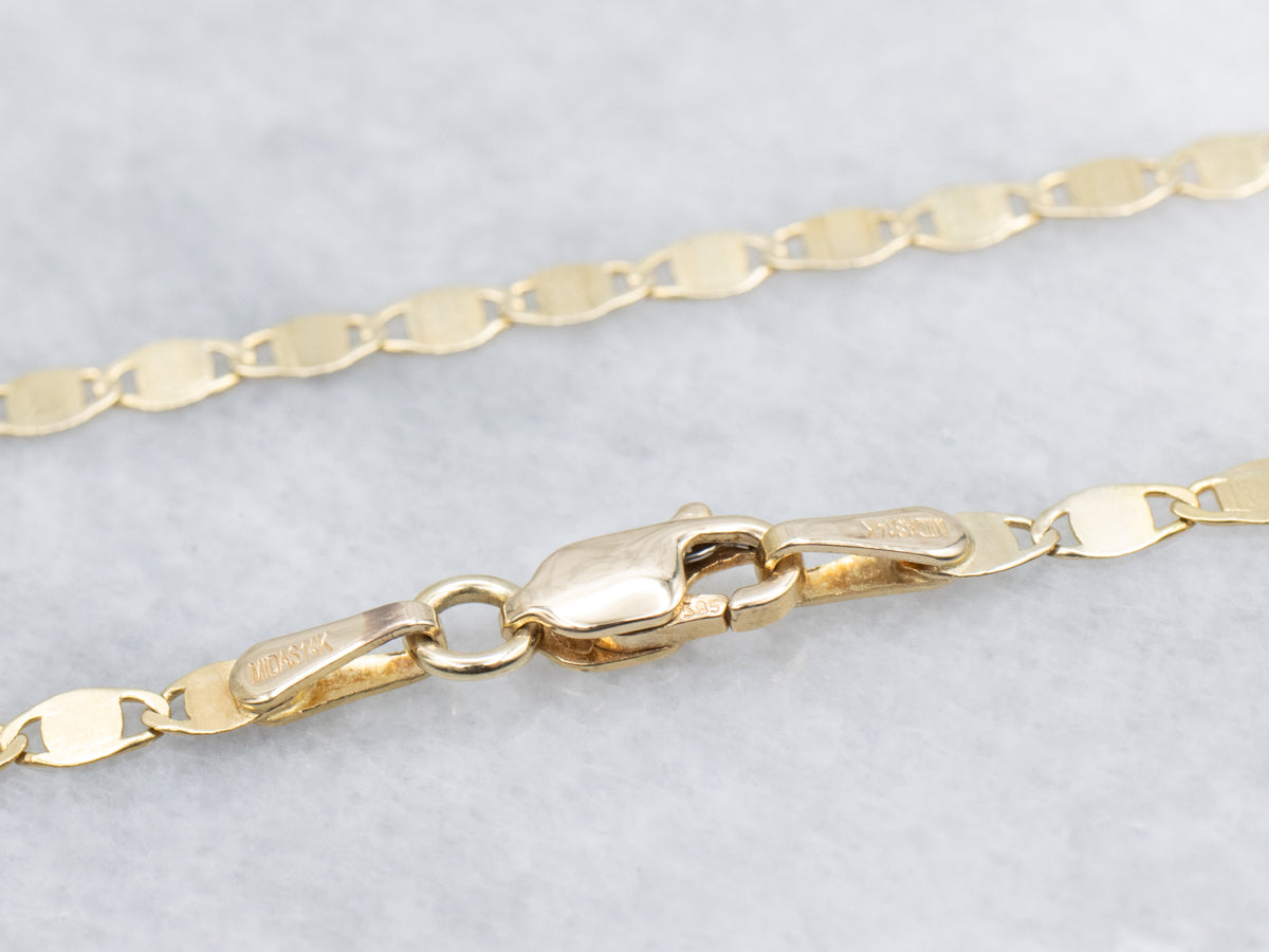Yellow Gold Flat Mirror-Link Chain with Lobster Clasp