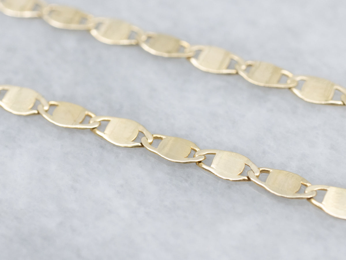 Yellow Gold Flat Mirror-Link Chain with Lobster Clasp