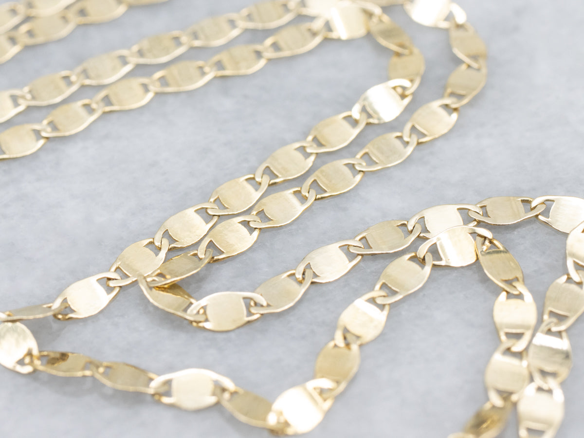 Yellow Gold Flat Mirror-Link Chain with Lobster Clasp