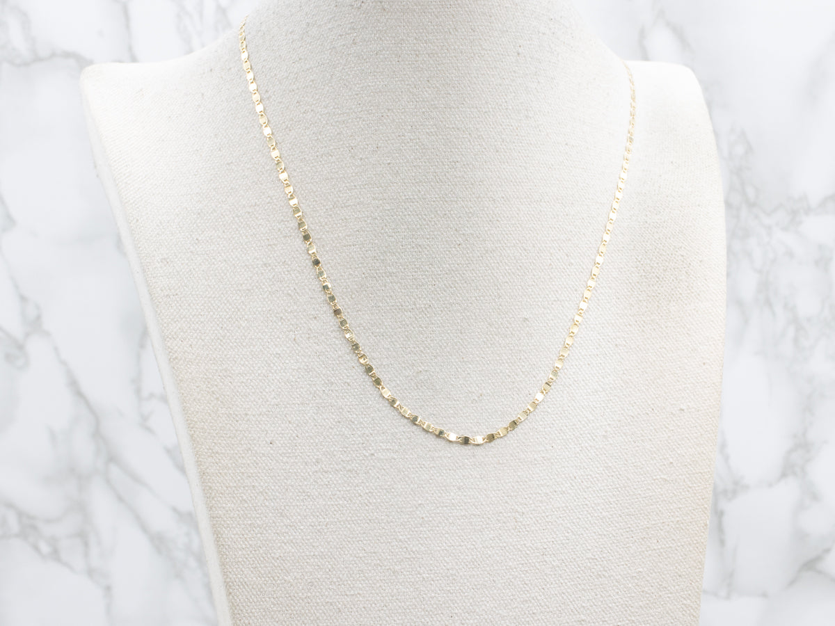 Yellow Gold Flat Mirror-Link Chain with Lobster Clasp