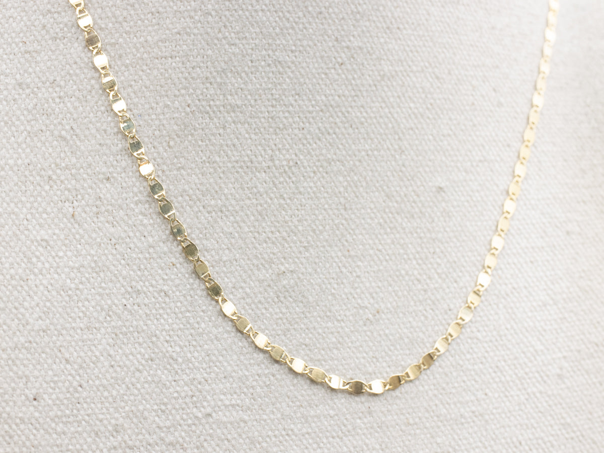 Yellow Gold Flat Mirror-Link Chain with Lobster Clasp