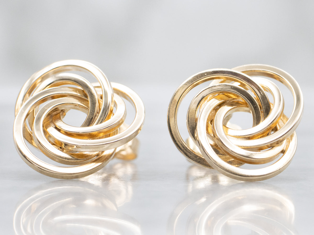 Vintage Gold Twisting Knot Stud Earrings