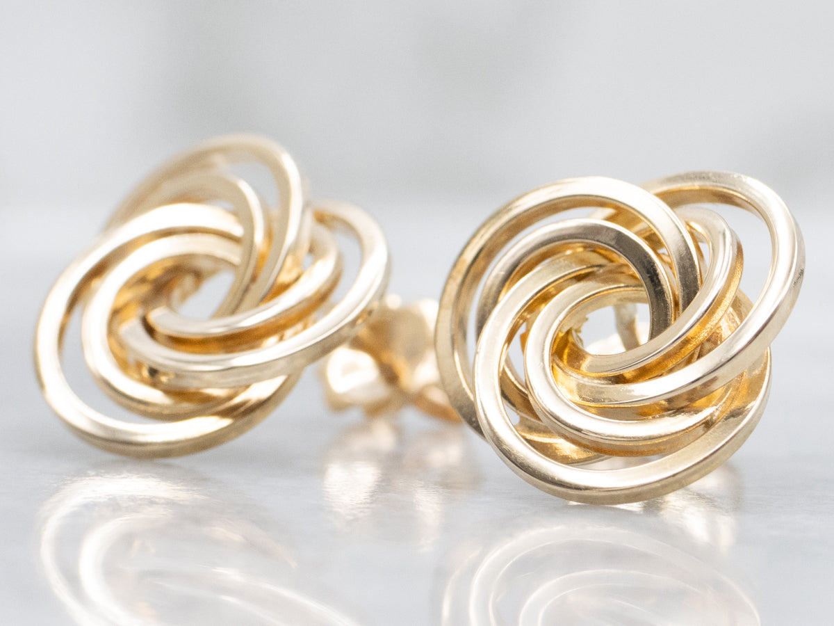 Vintage Gold Twisting Knot Stud Earrings