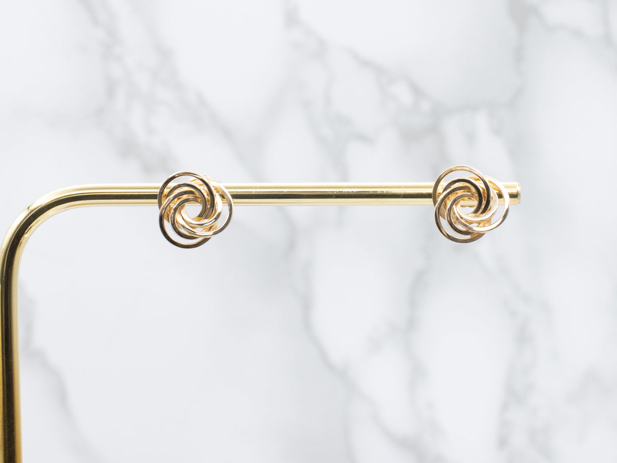 Vintage Gold Twisting Knot Stud Earrings