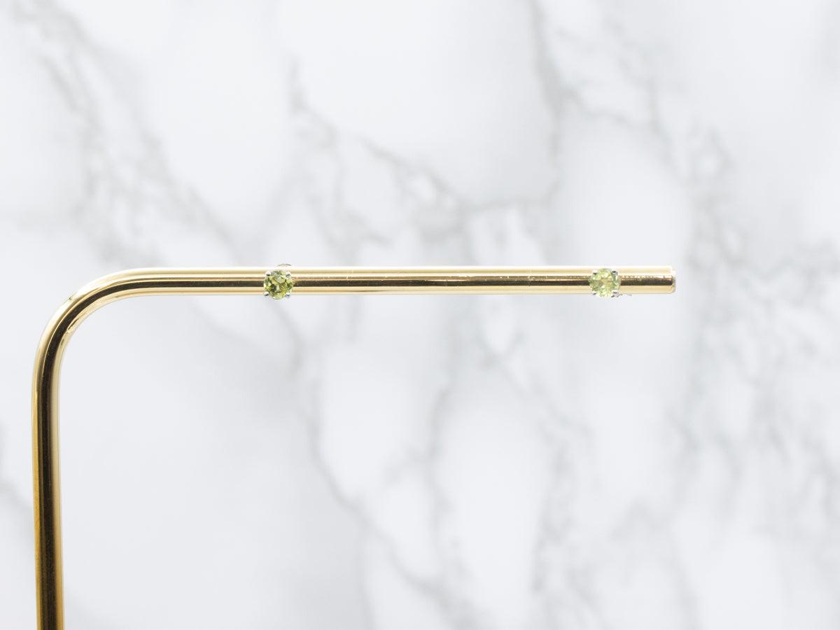 Round-Cut Peridot White Gold Stud Earrings
