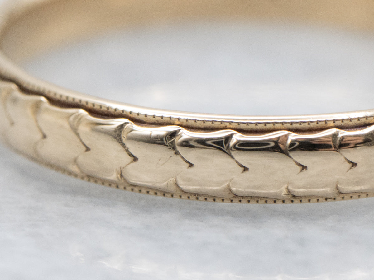 Men's Vintage Gold Chevron Patterned Band