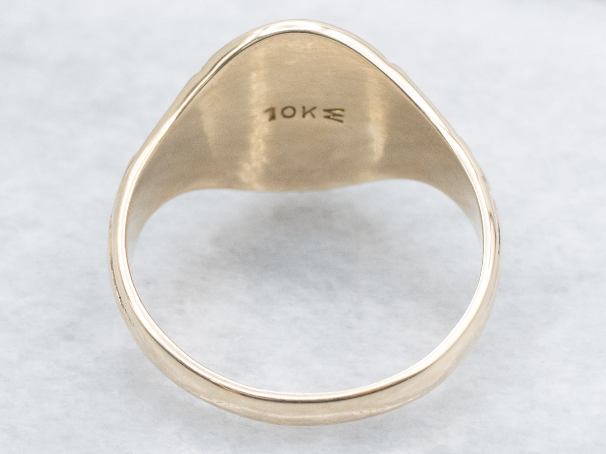Antique Yellow Gold Signet Ring with Engravings