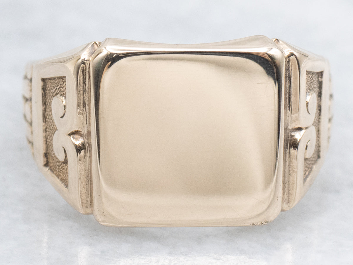 Antique Gold Squared-Top Signet Ring