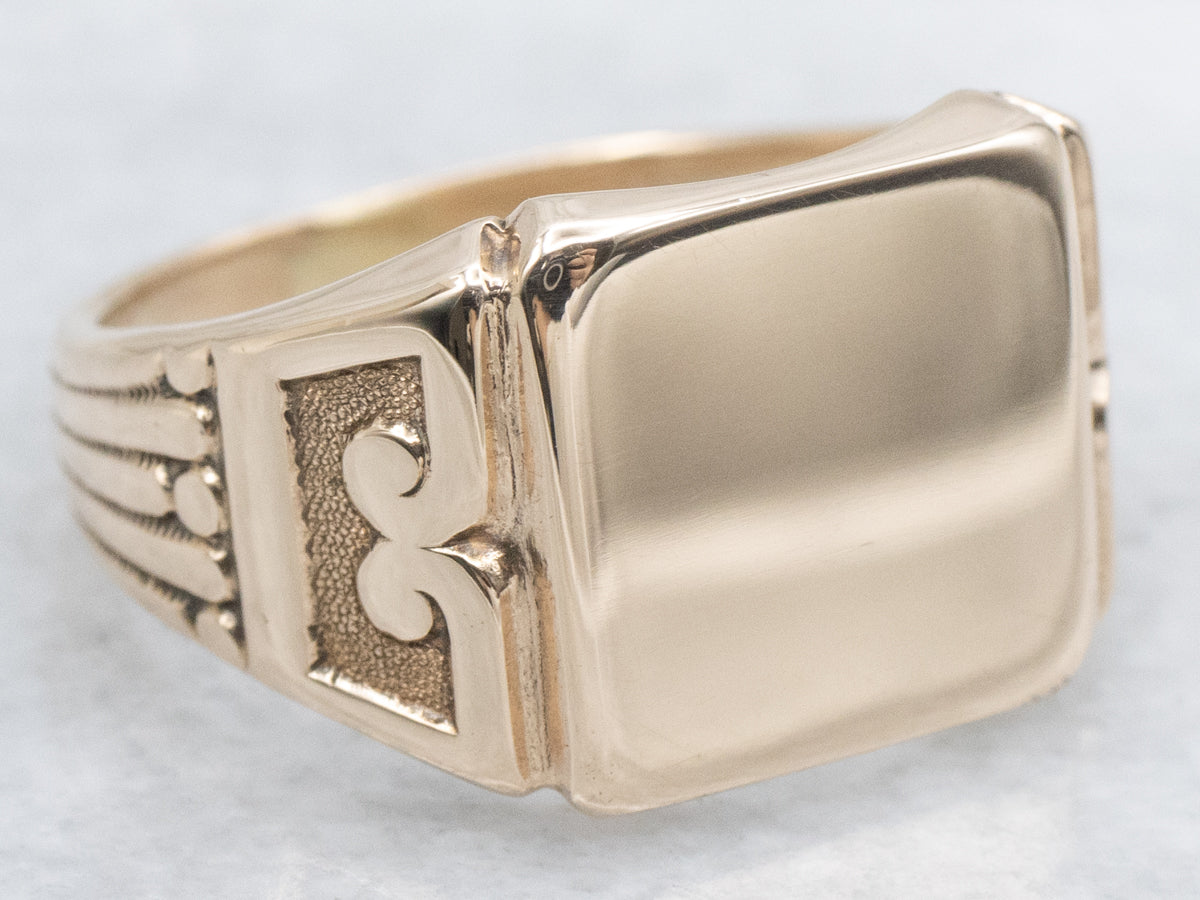 Antique Gold Squared-Top Signet Ring