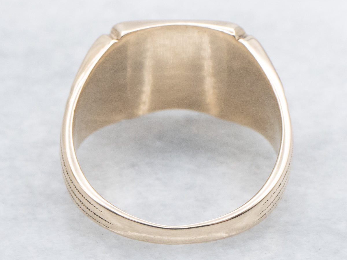 Antique Gold Squared-Top Signet Ring