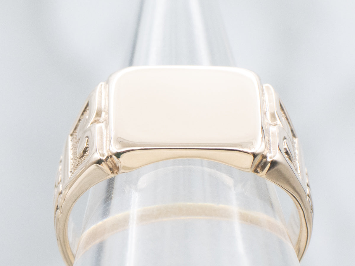 Antique Gold Squared-Top Signet Ring