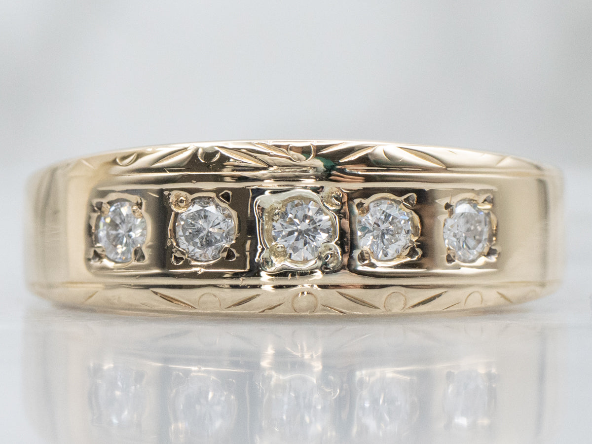 Five-Stone Diamond Band with Engravings