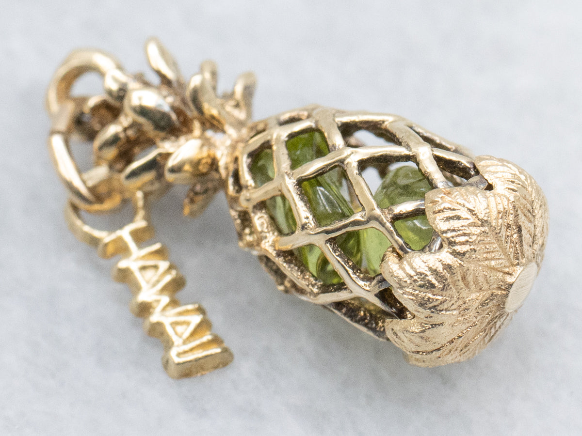 Peridot Yellow Gold "Hawaii" Pineapple Charm