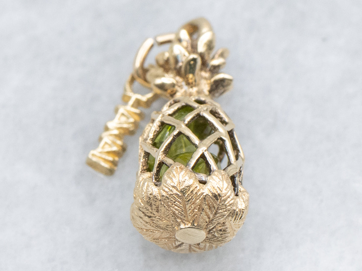 Peridot Yellow Gold "Hawaii" Pineapple Charm