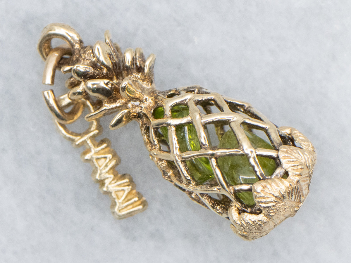 Peridot Yellow Gold "Hawaii" Pineapple Charm