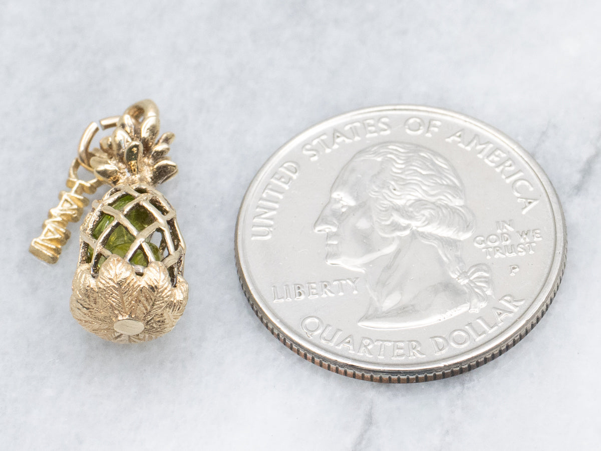 Peridot Yellow Gold "Hawaii" Pineapple Charm
