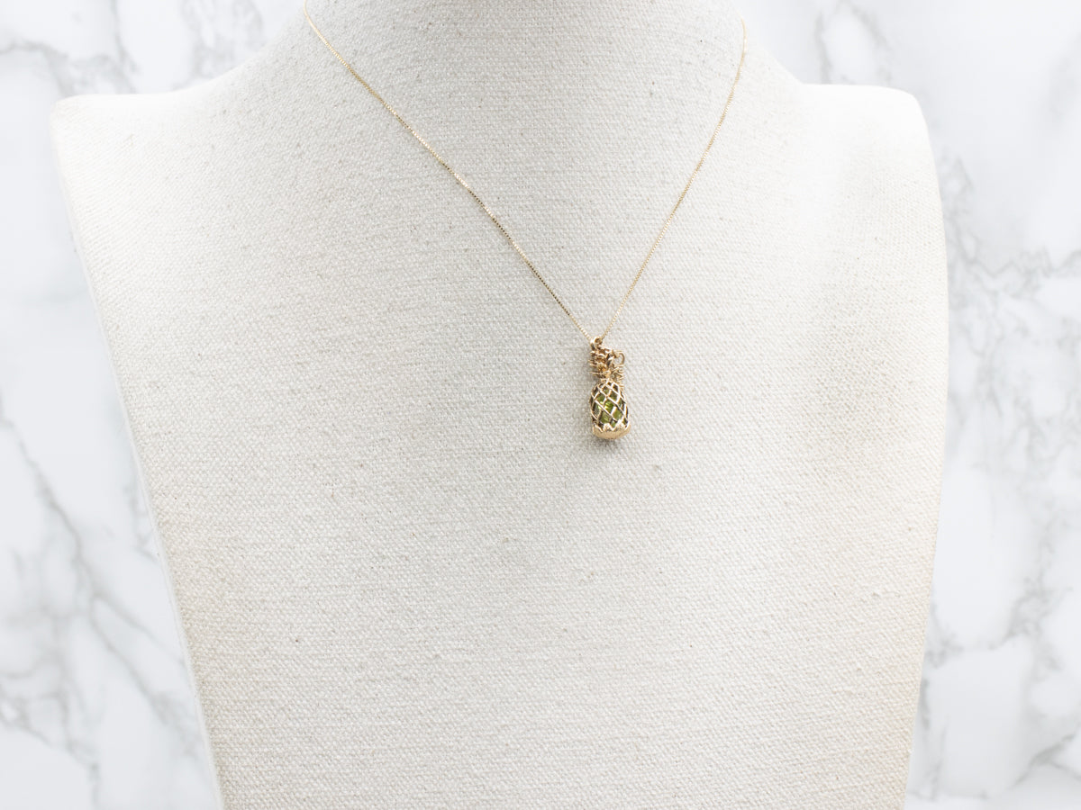 Peridot Yellow Gold "Hawaii" Pineapple Charm