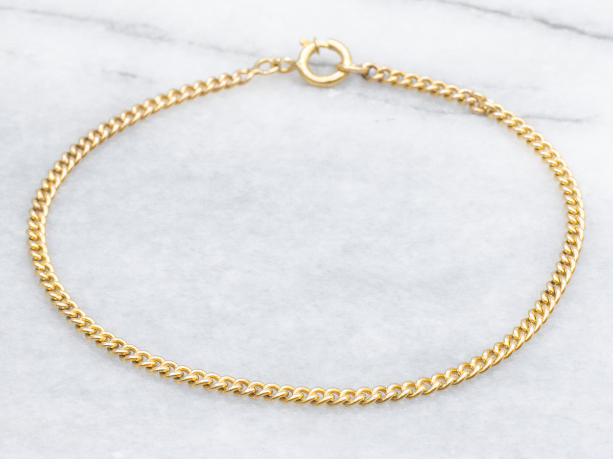 800 Gold Curb Link Bracelet with Spring Ring Clasp