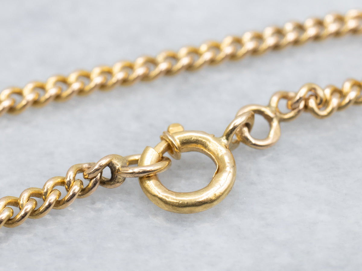 800 Gold Curb Link Bracelet with Spring Ring Clasp