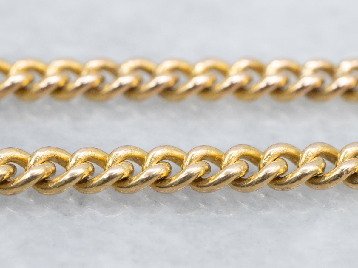 800 Gold Curb Link Bracelet with Spring Ring Clasp