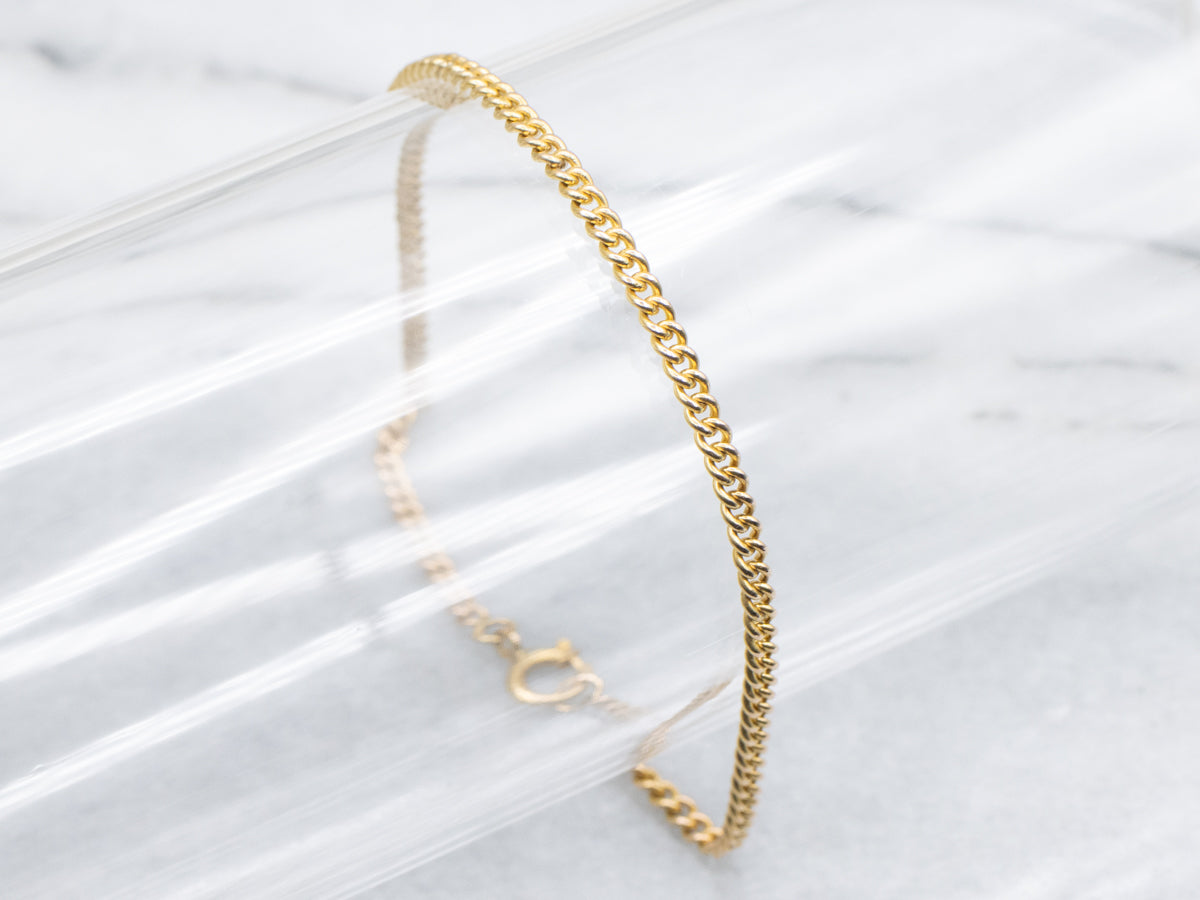 800 Gold Curb Link Bracelet with Spring Ring Clasp