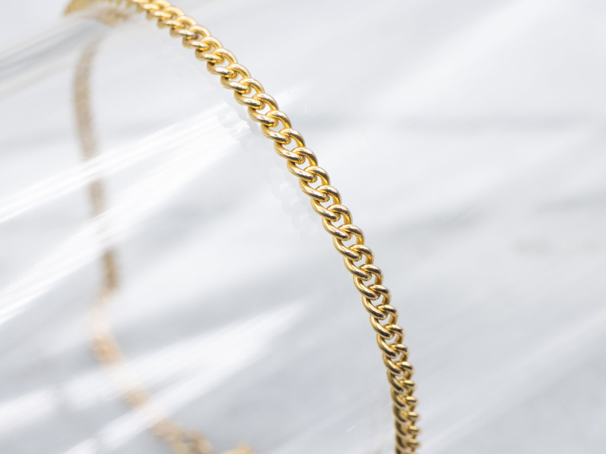 800 Gold Curb Link Bracelet with Spring Ring Clasp