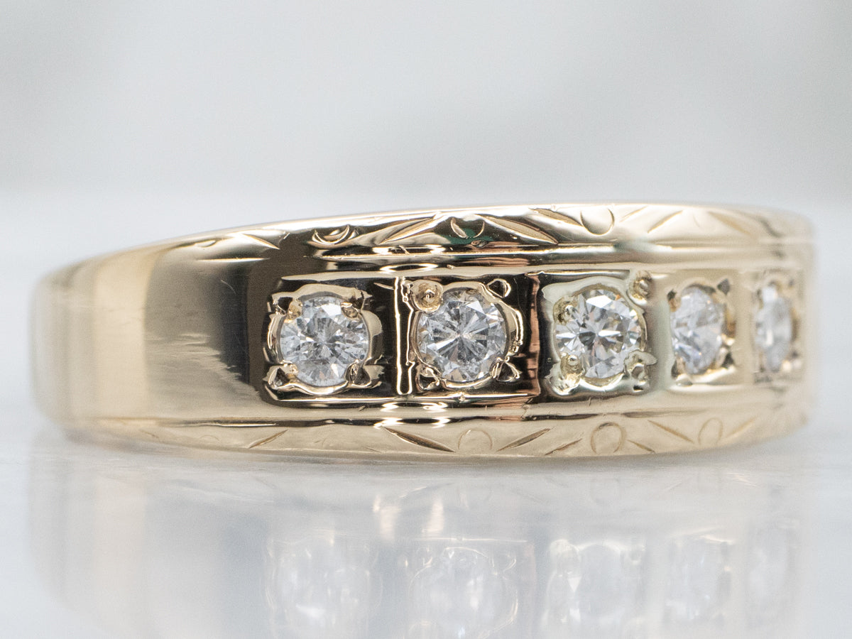 Five-Stone Diamond Band with Engravings