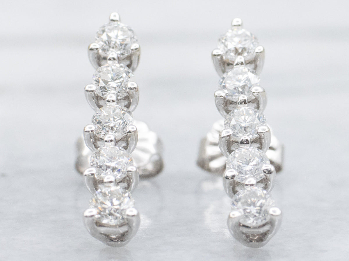 Five-Stone Diamond Drop Earrings in White Gold