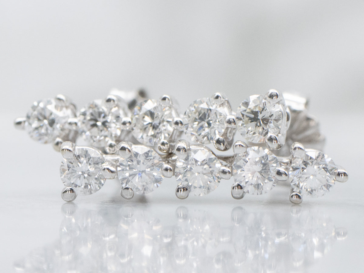 Five-Stone Diamond Drop Earrings in White Gold