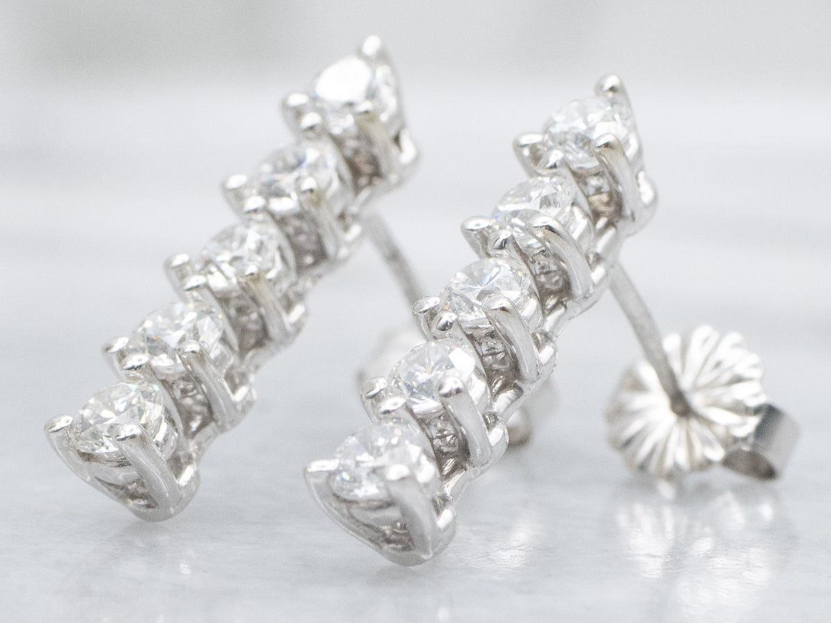Five-Stone Diamond Drop Earrings in White Gold