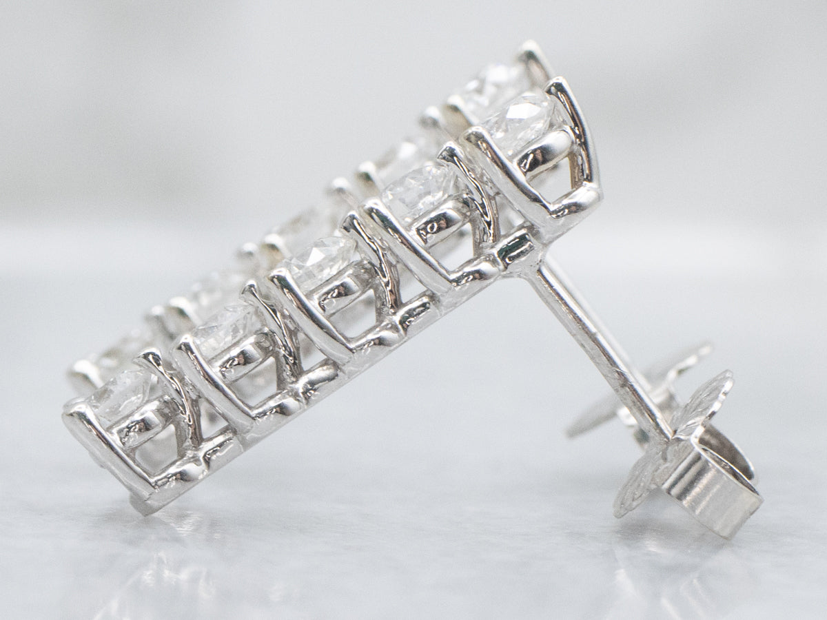 Five-Stone Diamond Drop Earrings in White Gold