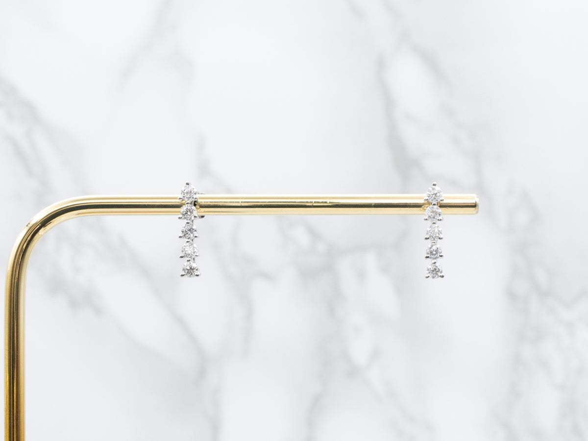 Five-Stone Diamond Drop Earrings in White Gold