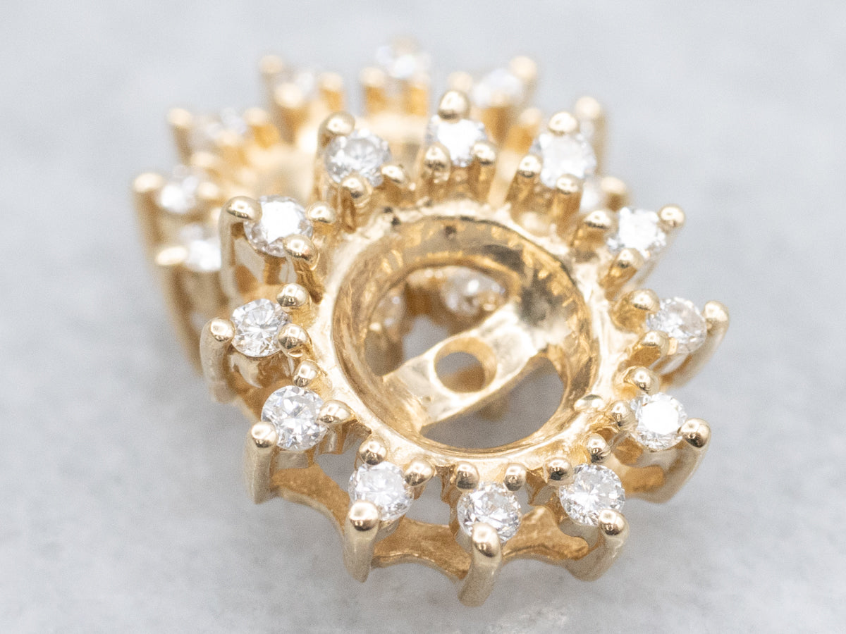 Vintage Yellow Gold Diamond Halo Earring Jackets