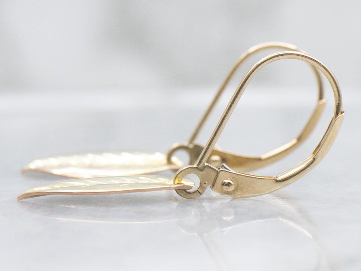 Etched Gold Leaf Botanical Drop Earrings