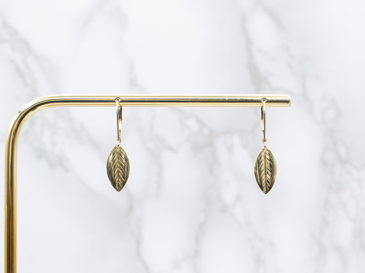 Etched Gold Leaf Botanical Drop Earrings