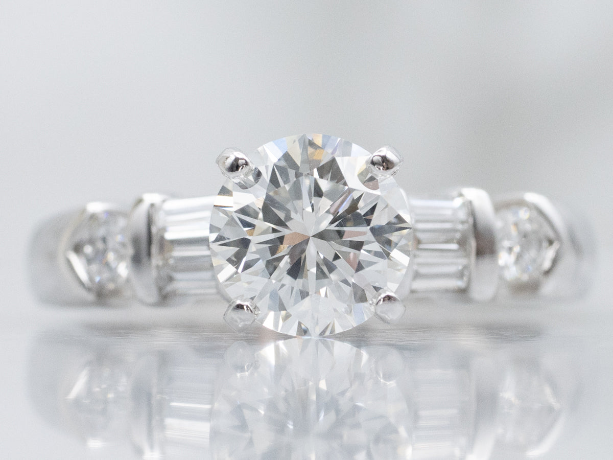 Mix-Cut Platinum and Diamond Engagement Ring