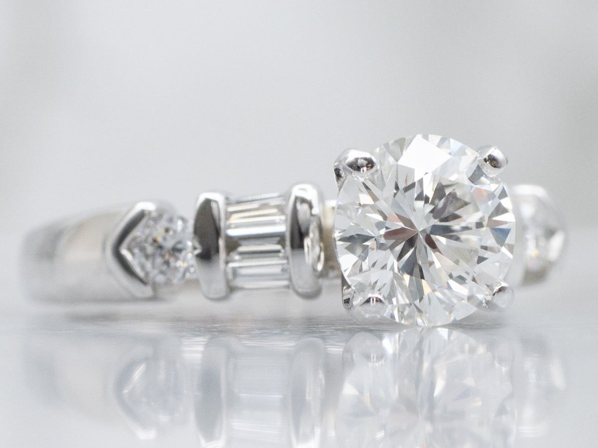Mix-Cut Platinum and Diamond Engagement Ring