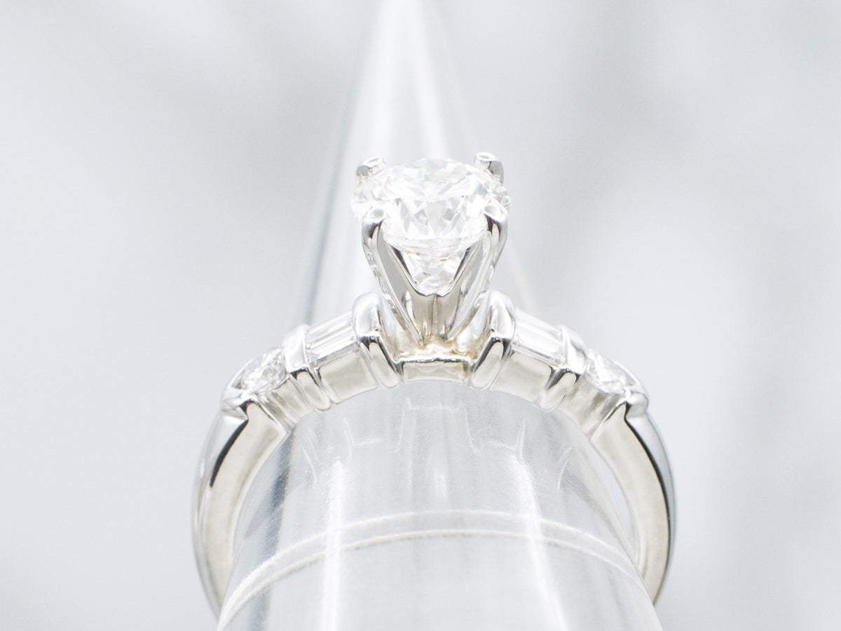 Mix-Cut Platinum and Diamond Engagement Ring
