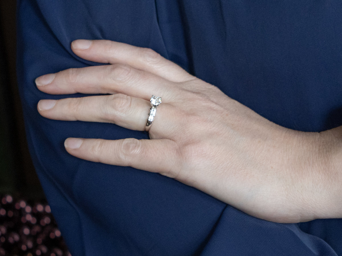Mix-Cut Platinum and Diamond Engagement Ring