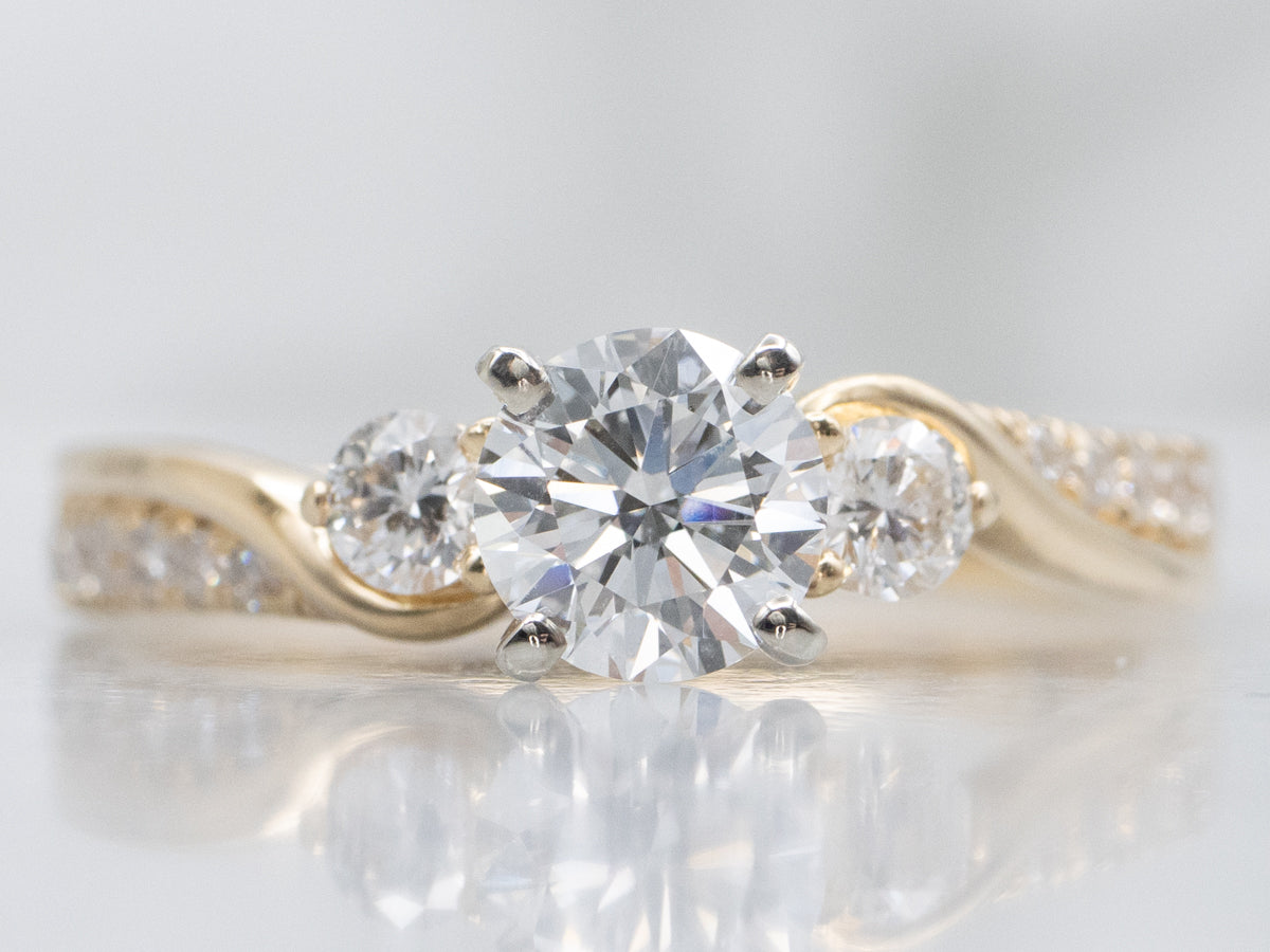 Twisting Round-Brilliant Diamond Engagement Ring