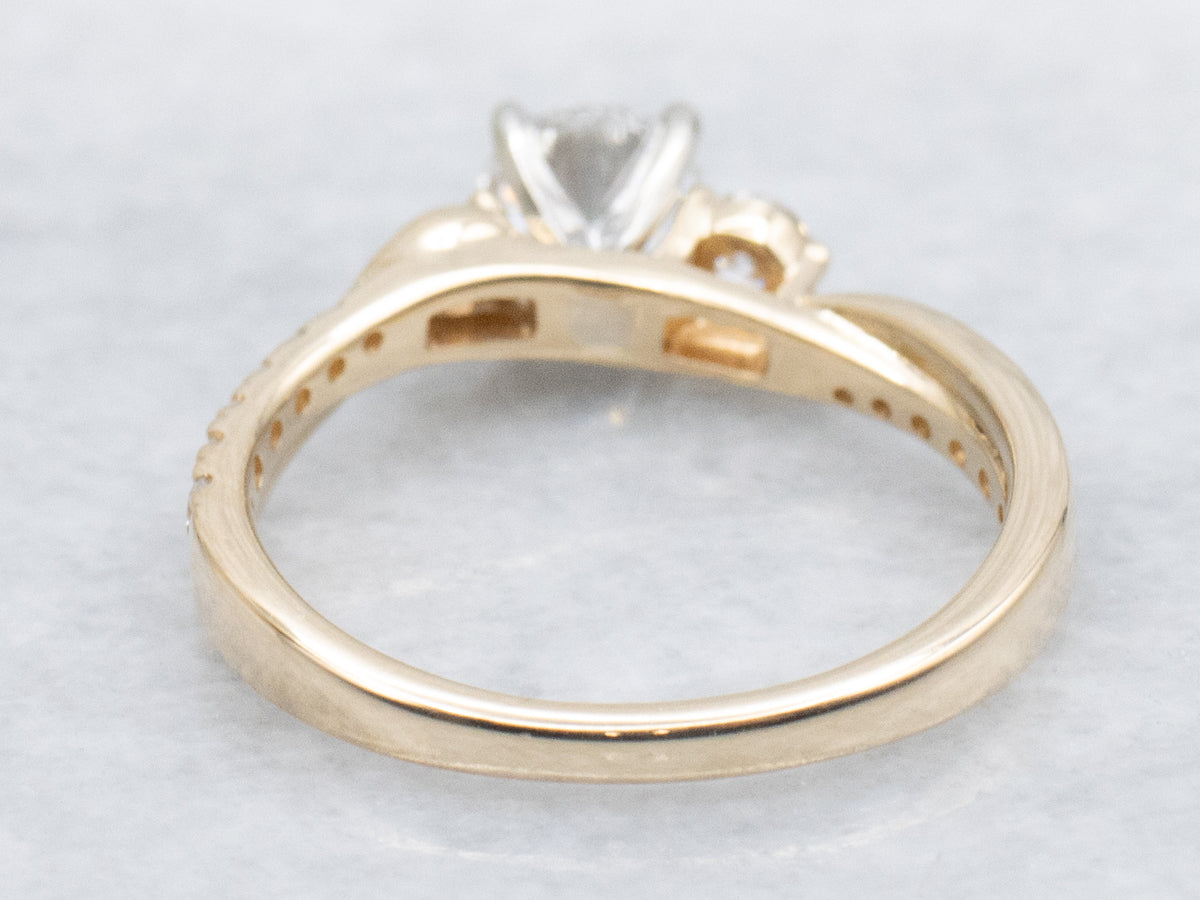 Twisting Round-Brilliant Diamond Engagement Ring