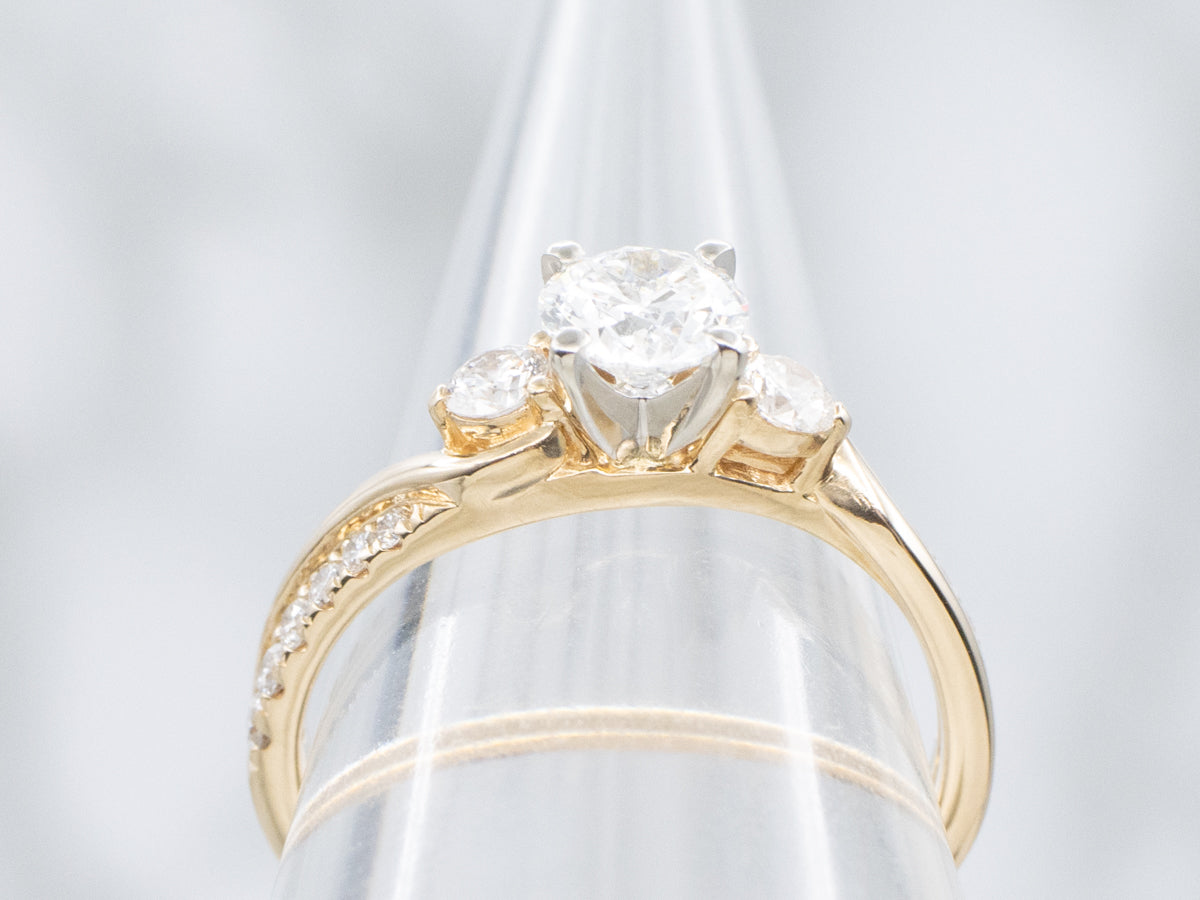 Twisting Round-Brilliant Diamond Engagement Ring
