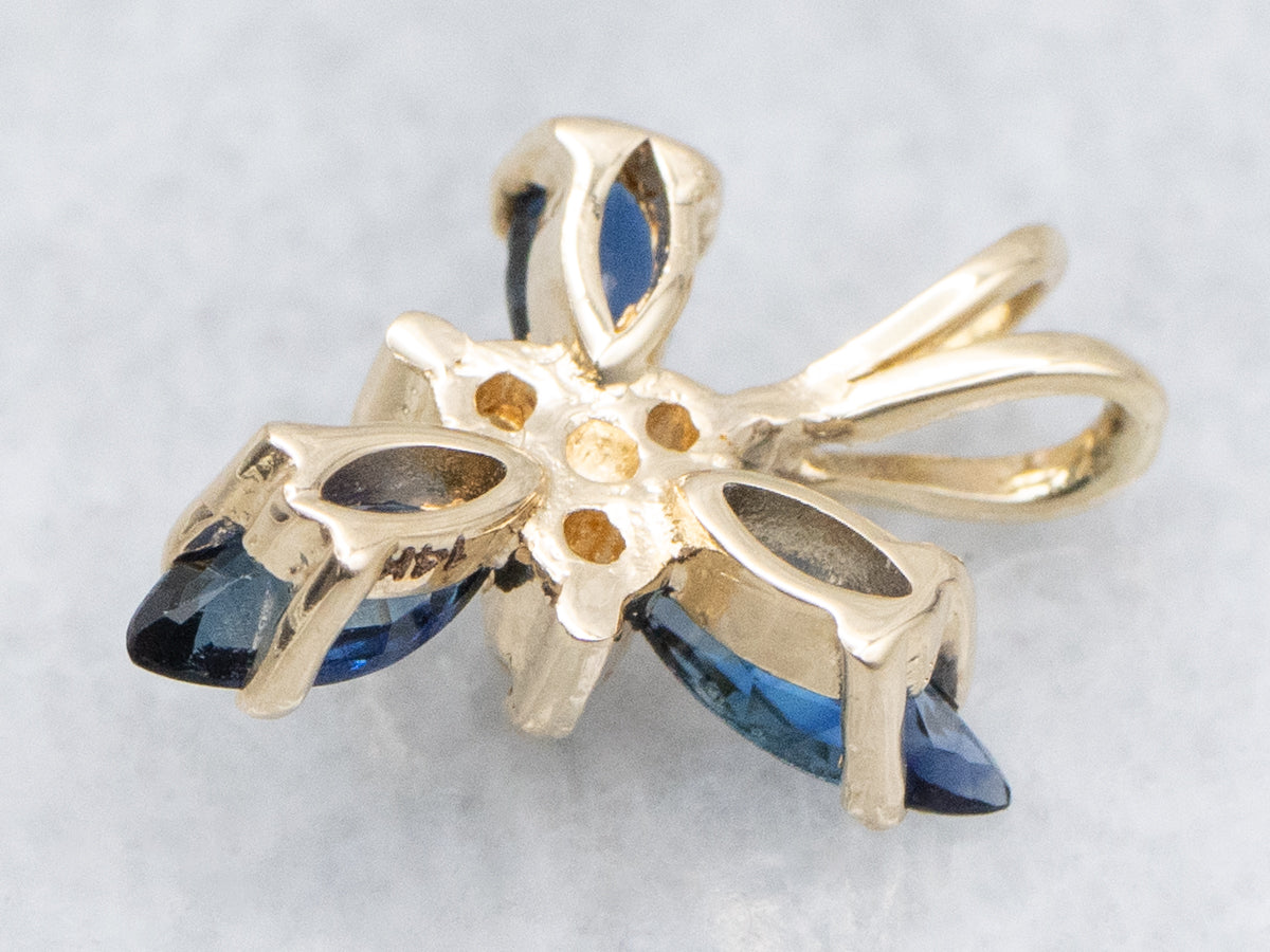 Marquise-Sapphire and Diamond Yellow Gold Pendant