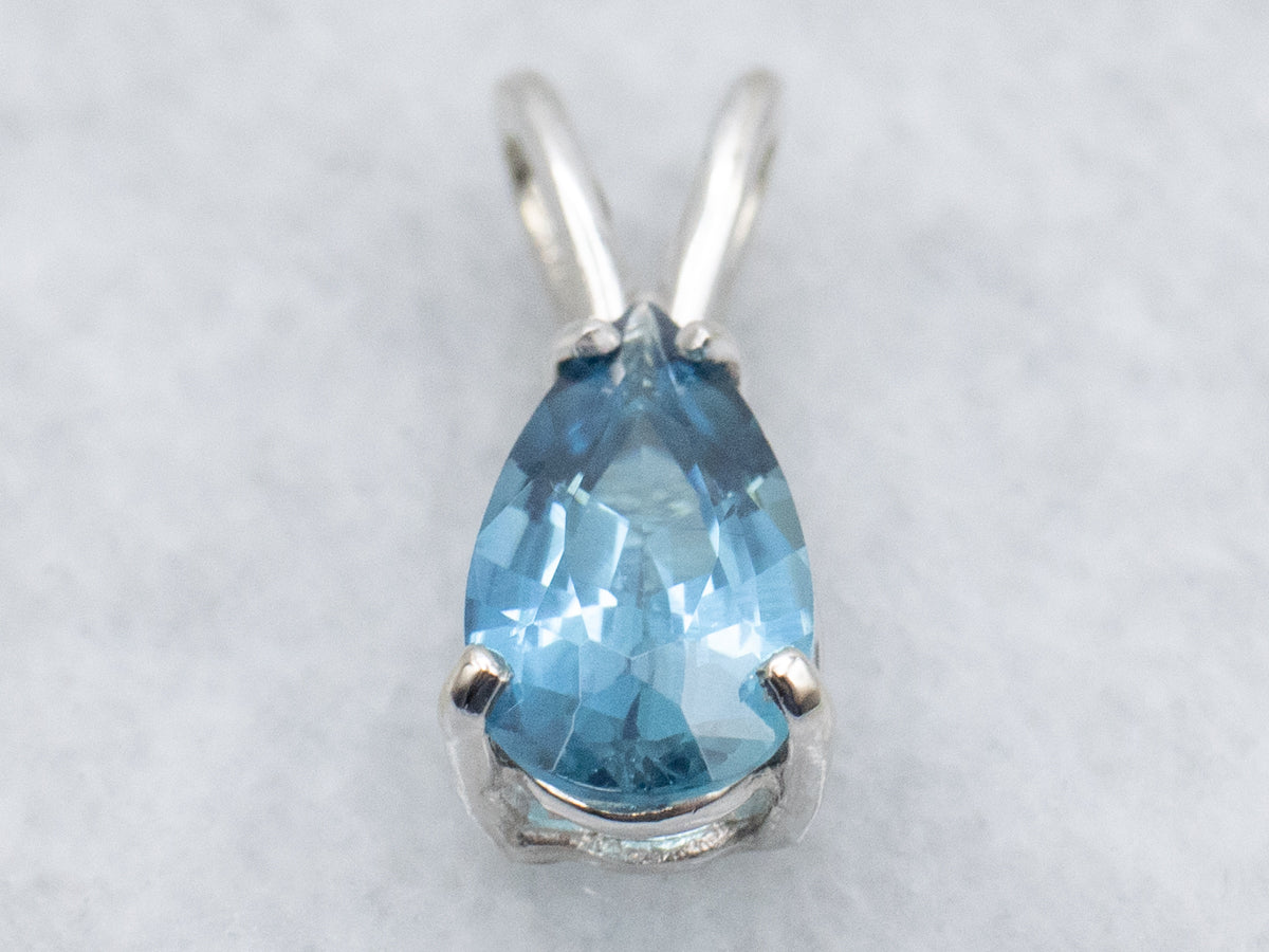 Pear-Cut Indicolite Tourmaline White Gold Pendant with Split Bail