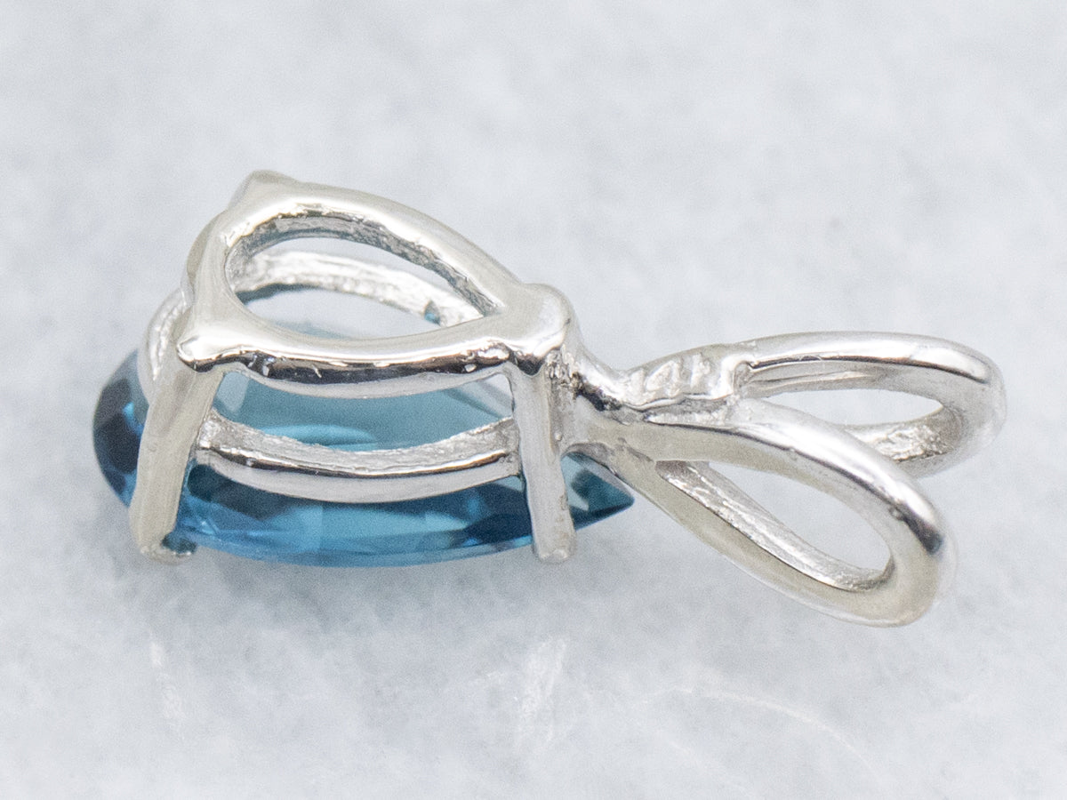 Pear-Cut Indicolite Tourmaline White Gold Pendant with Split Bail