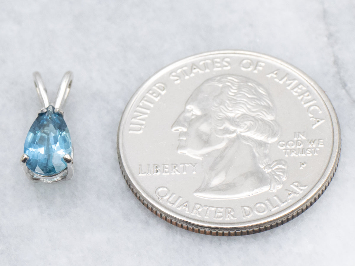 Pear-Cut Indicolite Tourmaline White Gold Pendant with Split Bail