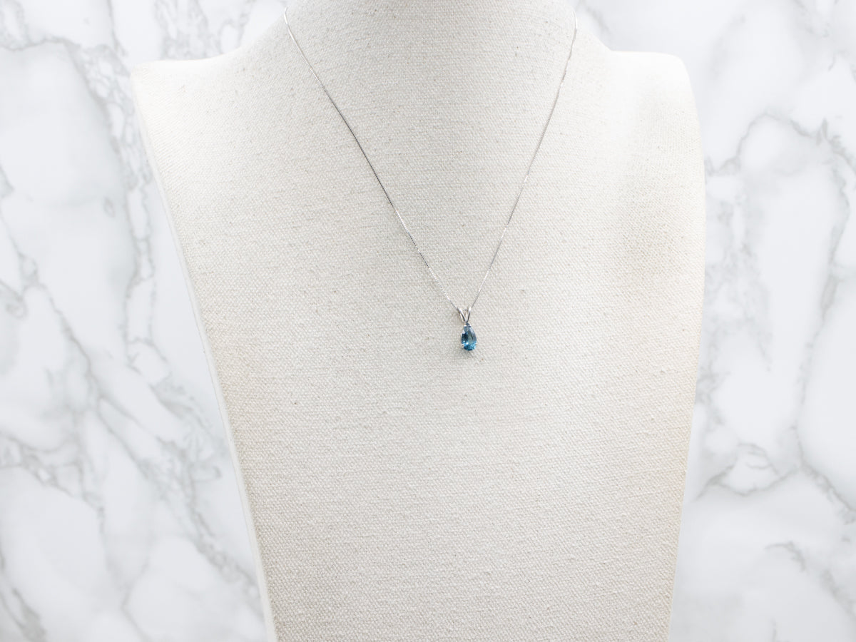 Pear-Cut Indicolite Tourmaline White Gold Pendant with Split Bail