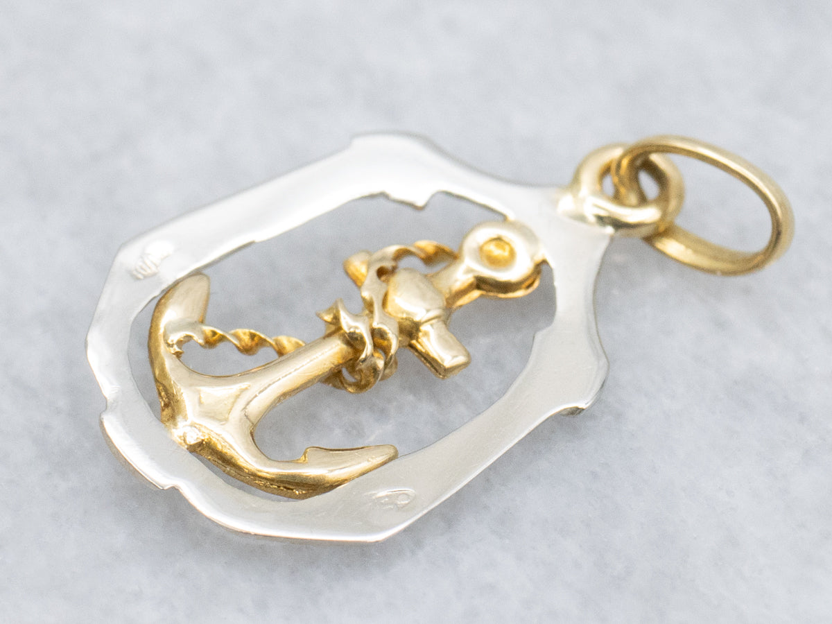 Vintage Two-Tone Gold Anchor Pendant